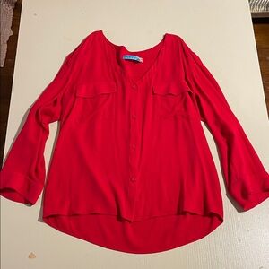 Alice + Olivia Red Silk Blouse- Size Small